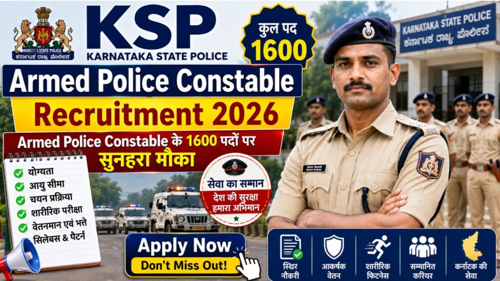 KSP Armed Police Constable Recruitment 2026: Armed Police Constable के 1600 पदों पर सुनहरा मौका, जानें पूरी जानकारी