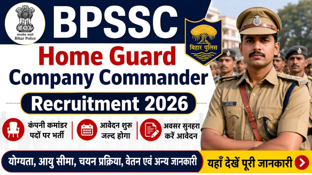 BPSSC Home Guard Company Commander Recruitment 2026: BPSSC कंपनी कमांडर पदों पर भर्ती हेतु आवेदन