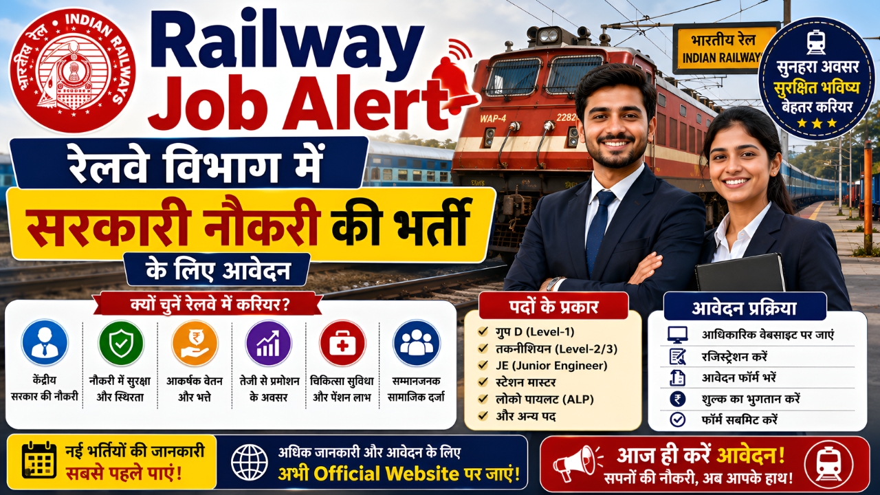 Railway Job Alert | रेलवे विभाग में सरकारी नौकरी की भर्ती के लिए आवेदन