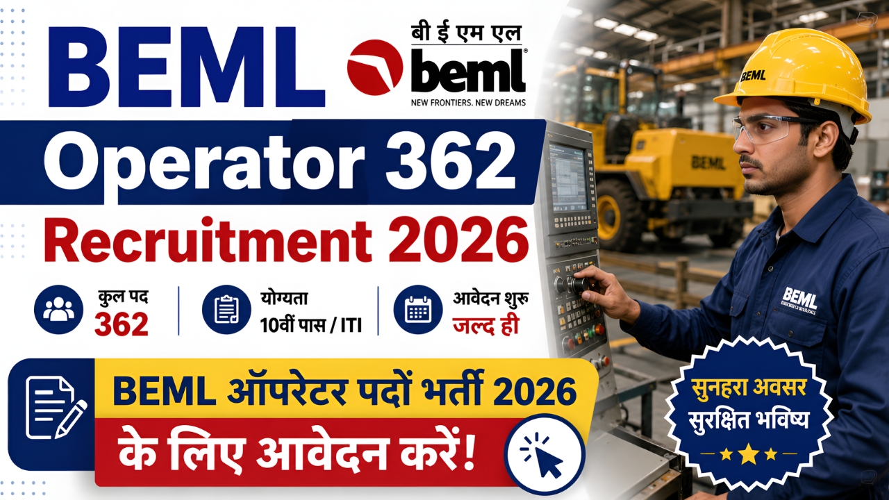 BEML Operator 362 Recruitment 2026: BEML ऑपरेटर पदों भर्ती 2026 के लिए आवेदन