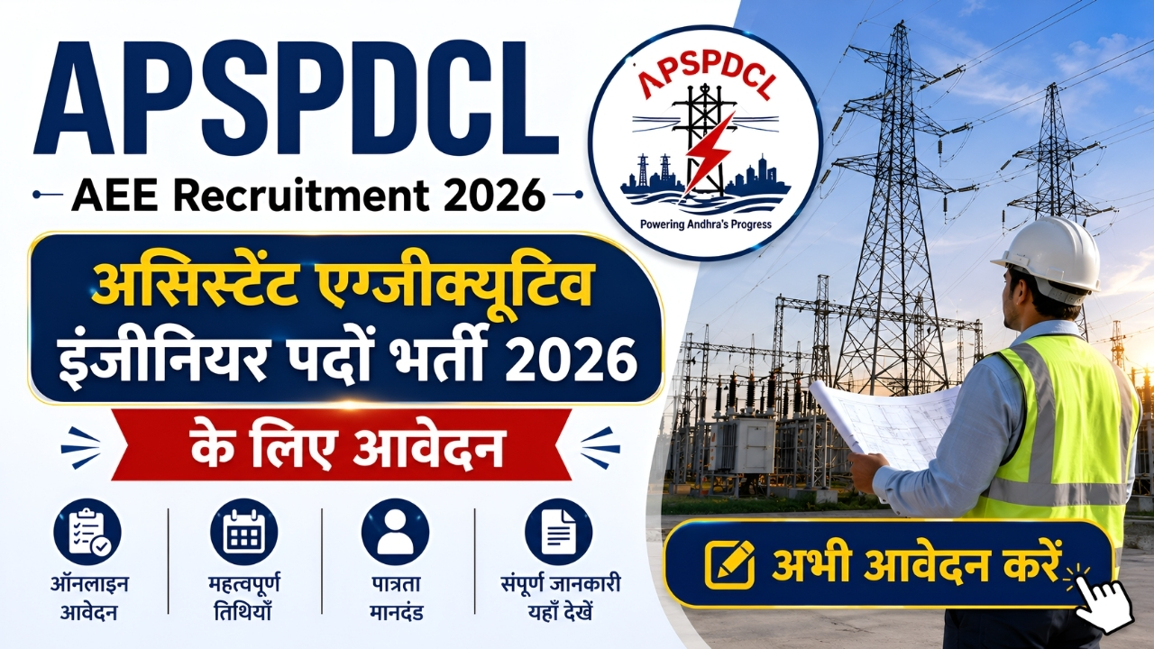 APSPDCL AEE Recruitment 2026: असिस्टेंट एग्जीक्यूटिव इंजीनियर पदों भर्ती 2026 के लिए आवेदन