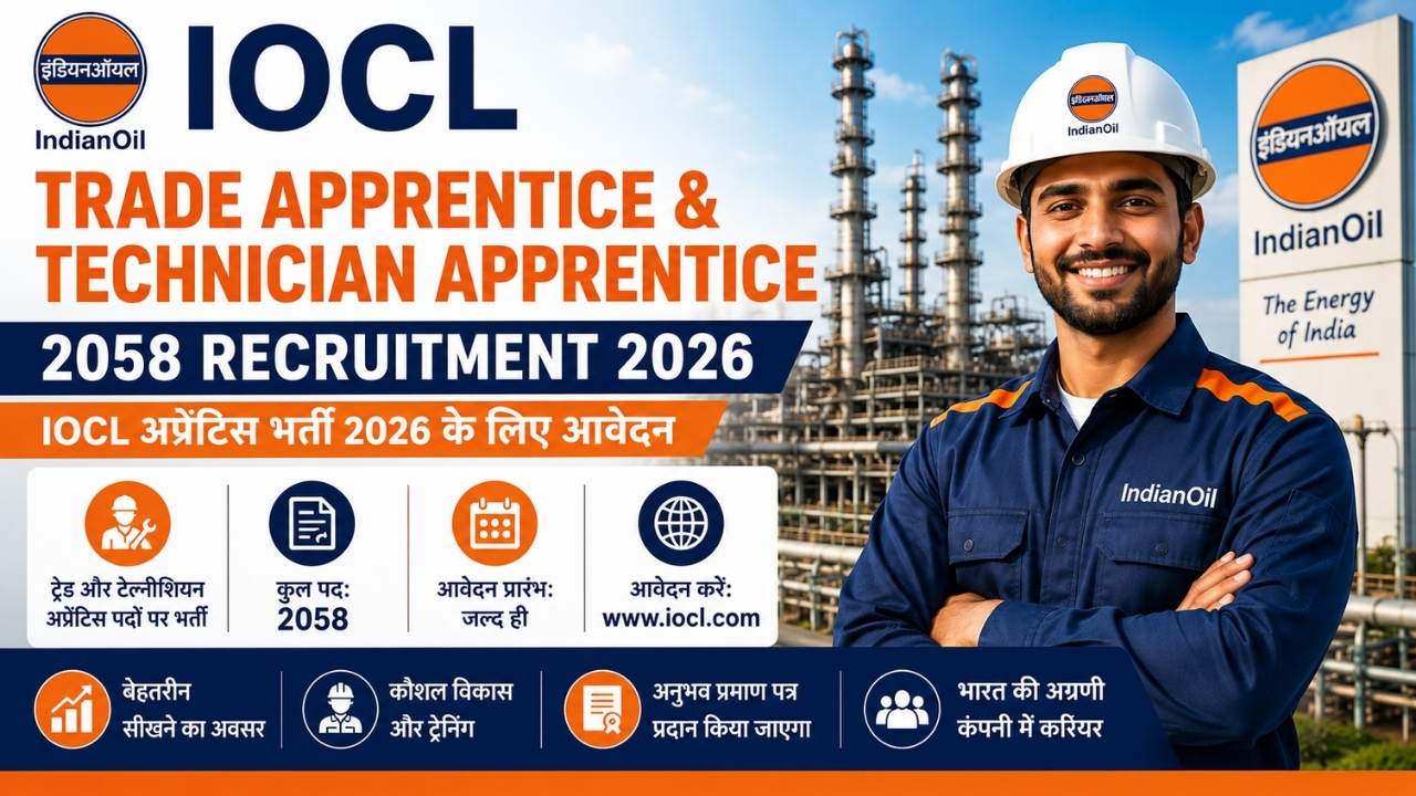 IOCL Trade Apprentice 2058 Recruitment 2026: IOCL अप्रेंटिस भर्ती 2026 के लिए आवेदन